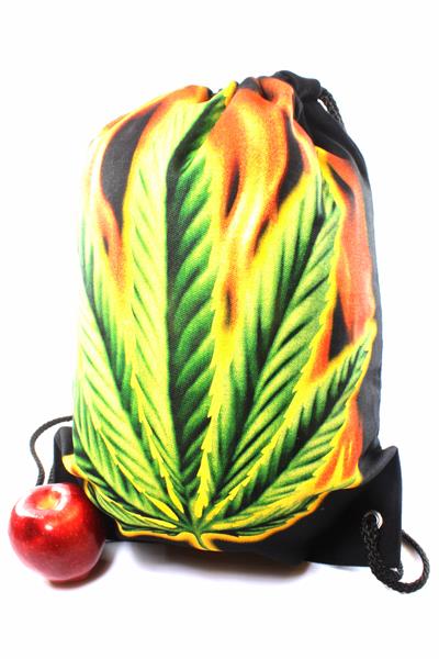 Backpack Cannabis Leaf Drawstring Strong Light Fabric กระเป๋าเป้สะพายหลังสไตล์รา