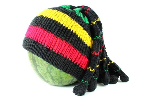 Beanie Fake Dreadlocks Green Yellow Red Rasta หมวกถักเดทร็อค Hat Crocheted Dread