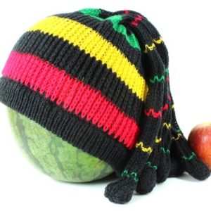 Beanie Fake Dreadlocks Green Yellow Red Rasta หมวกถักเดทร็อค Hat Crocheted Dread