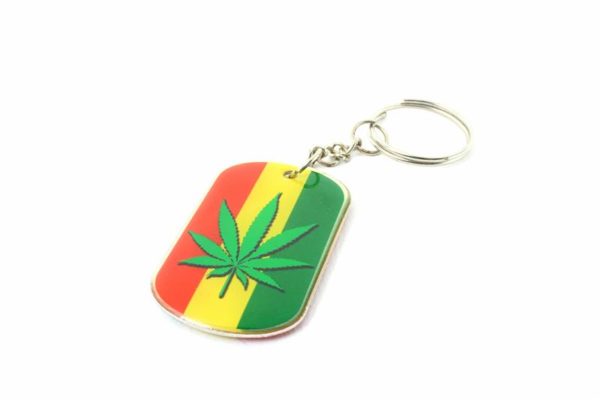 พวงกุญแจราสต้าพร้อมส่ง Keyring Black Cannabis Leaf and Green Cannabis Leaf