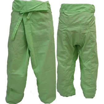 Trousers Thai Fisherman Pants Light Green กางเกงชาวเลสไตล์ราสต้า-เรกเก้ สีแอ็ปเป