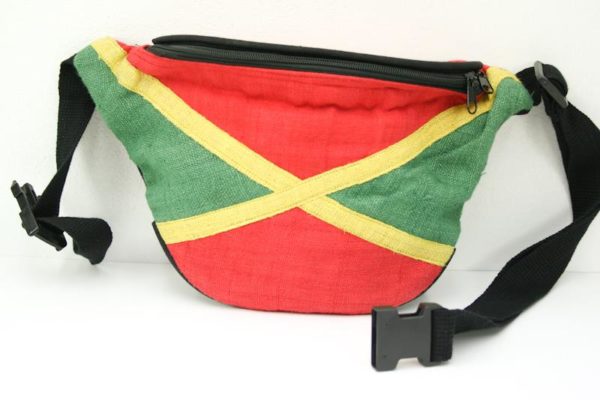 Bag Waist Hemp Jamaica Green Yellow Red กระเป๋าราสต้าคาดเอวใยกัญชา ลายธงชาติ JAM