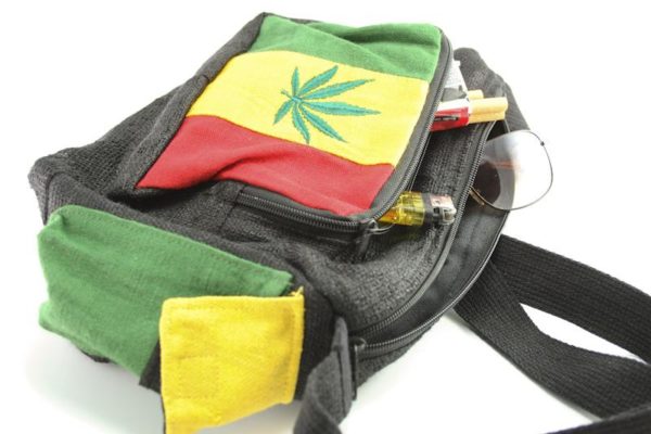 Bag Hemp Big Size Shoulder Cannabis Leaf กระเป๋าสะพายราสต้าใยกัญชา ปักลาย GANJA