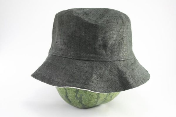 Bucket Hat Black Cannabis Leaf หมวกทรงบ็อบ﻿ผลิตจากใยกัญชา RASTA HEMP BOB HAT สีด