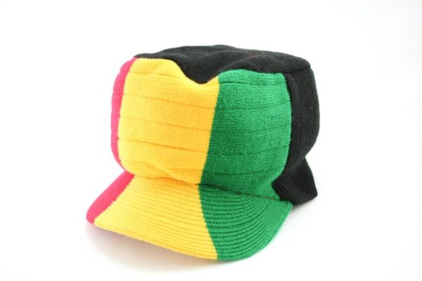 Cap Black Hiphop Large Green Yellow Red Stripes หมวกราสต้าทรงสูง URBAN CAP แต่งด