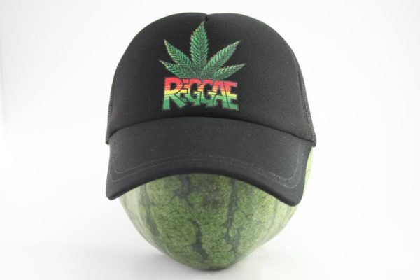 Cap Black Color Rasta Cannabis Leaf หมวกแก๊ปราสต้าสีดำ ลาย REGGAE สีสดใส และใบกั