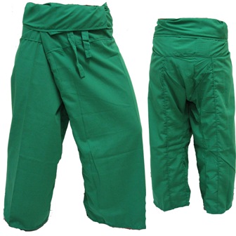 Trousers Thai Fisherman Pants Green กางเกงชาวเลสไตล์ราสต้า-เรกเก้ สีเขียว สำหรับ