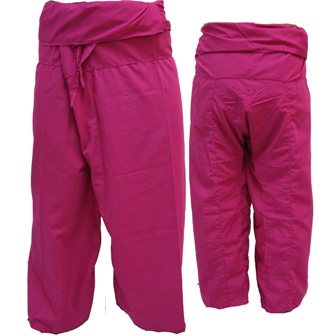 Trousers Thai Fisherman Pants Fuchsia Pink กางเกงชาวเลสไตล์ราสต้า-เรกเก้ สีชมพูบ