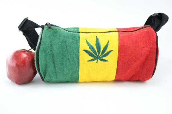 Bag Hemp Tube Small Size Cannabis Leaf กระเป๋าสะพายใยกัญชาทรงยาว ปักลาย MARIJUAN