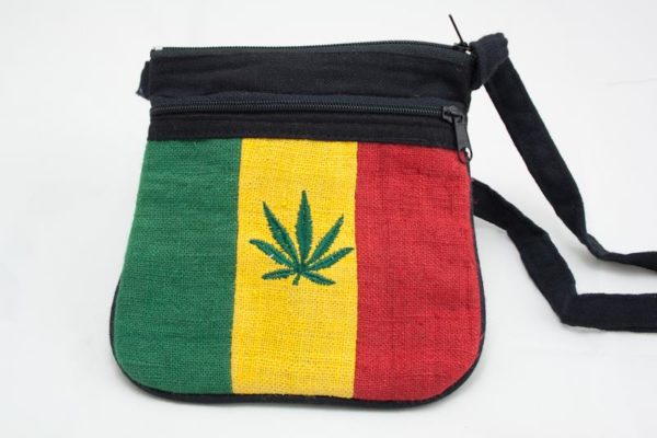 Bag Hemp Cannabis Leaf Shoulder Zip กระเป๋าราสต้าลายใบกัญชาสไตล์ราสต้า-เรกเก้ ขน
