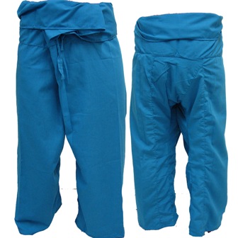 Trousers Thai Fisherman Pants Blue กางเกงชาวเลสไตล์ราสต้า-เรกเก้ สีฟ้า ใส่ได้ทุก