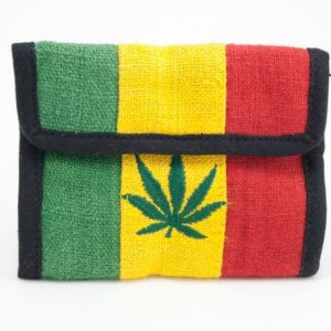 Wallet Hemp Cannabis Leaf Velcro Zip กระเป๋าสตางค์ราสต้าใยกัญชา ปักลาย MARIJUANA