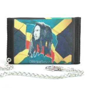 Wallet Fabric Chain Jamaica Flag กระเป๋าสตางค์ BOB MARLEY ﻿﻿4x5 นิ้ว มีสายโซ่คล้