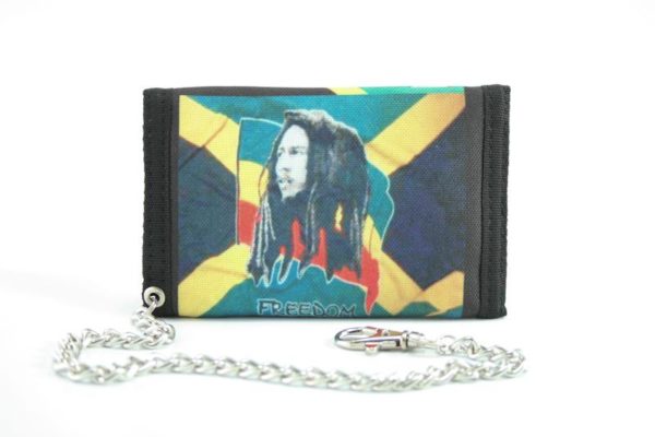 Wallet Fabric Chain Jamaica Flag กระเป๋าสตางค์ BOB MARLEY ﻿﻿4x5 นิ้ว มีสายโซ่คล้