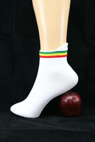 ถุงเท้าสไตล์ RASTA-REGGAE สีขาว ขอบถุงเท้าสีสดใส