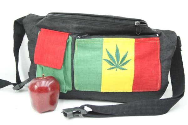 Bag Waist Hemp Pockets Cannabis Green Yellow Red กระเป๋าคาดเอวราสต้าใยกัญชา ปักล