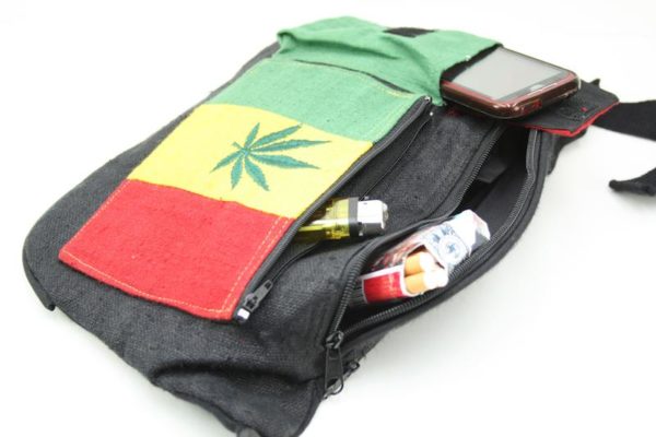 Bag Waist Hemp Pockets Cannabis Green Yellow Red กระเป๋าคาดเอวราสต้าใยกัญชา ปักล