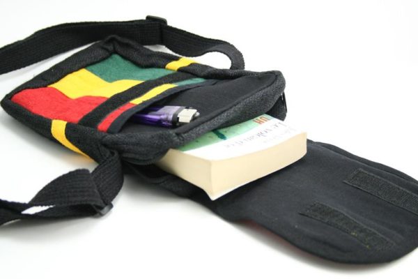 Bag Hemp Shoulder Cannabis Leaf Velcro Zip กระเป๋าสะพายราสต้าใยกัญชา ใส่ของได้ 2