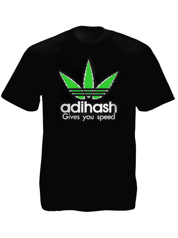 Adihash Gives you Speed Black Tee-Shirt เสื้อสีดำสุดเท่ห์สกรีนลายใบกัญชา Adihash
