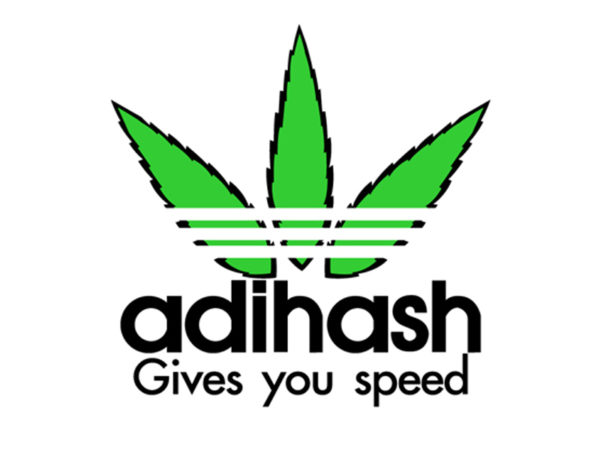 Adihash Gives you Speed White Tee-Shirt เสื้อสีขาวสุดเท่ห์สกรีนลายใบกัญชา Adihas