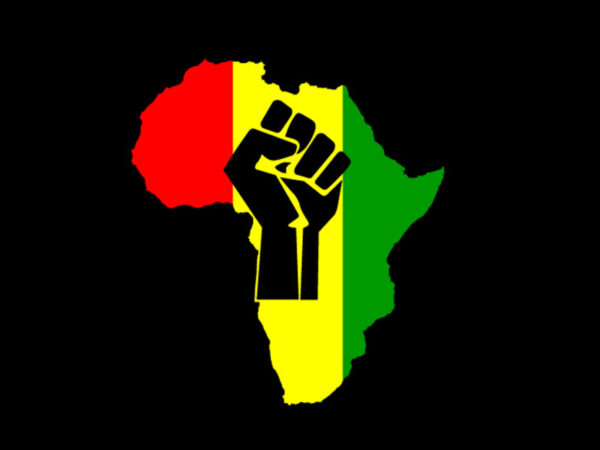 Black Power Fist Pan African Colors Black Tee-Shirt เสื้อยืดสีดำสกรีนลายกำปั้นสี