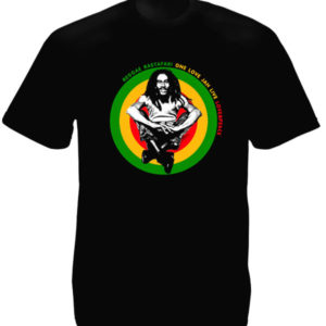 One Love and Peace Jah Live Bob Marley Black Tee-Shirt เสื้อยืดสีดำสกรีนลาย Bob