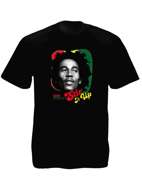เสื้อยืดราสต้าสีดำ Stir It Up Bob Marley