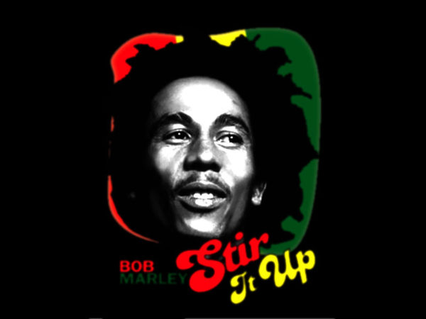 เสื้อยืดสีดำลาย Bob Marley Stir It Up