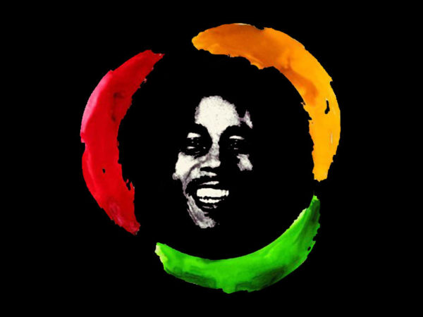 Happy Bob Marley Black Tee-Shirt เสื้อยืดสีดำสกรีนรูป Bob Marley ยิ้มมีความสุข