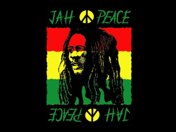 Jah Peace Bob Marley Black Tee-Shirt เสื้อยืดคอกลมสีดำสกรีนลายรูป Bob Marley