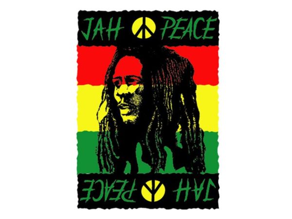 Jah Peace Bob Marley White Tee-Shirt เสื้อยืดคอกลมสีขาวสกรีนลายรูป Bob Marley