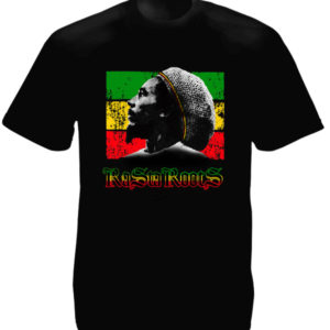 Bob Marley Portrait Rasta Roots Black Tee-Shirt เสื้อยืดคอกลมสีดำสกรีนลายรูปหน้า