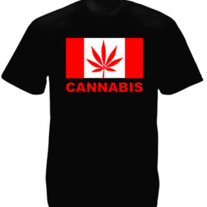 เสื้อยืดสีดำลางธงชาติ Canada แต่พิมพ์คำว่า Cannabis แทน