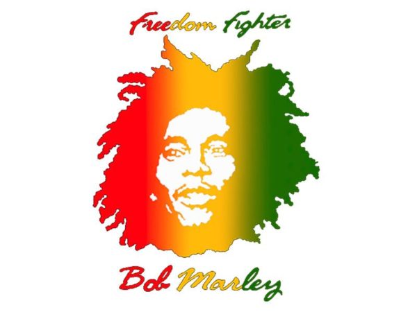 Bob Marley Freedom Fighter White Tee-Shirt เสื้อยืดสีขาวลายใบหน้า Bob Marley Fre
