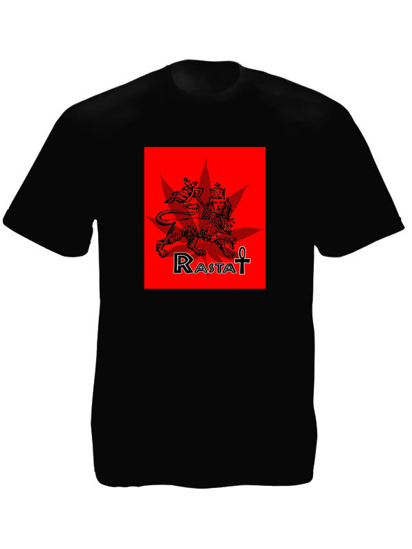 Rasta Ankh Lion Cannabis Black Tee-Shirt เสื้อยืดสีดำ Rasta Ankh Lion Cannabis