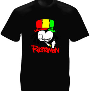 เสื้อยืดสีดำ Rasta Cartoon Dready Rastaman Black Tee-Shirt