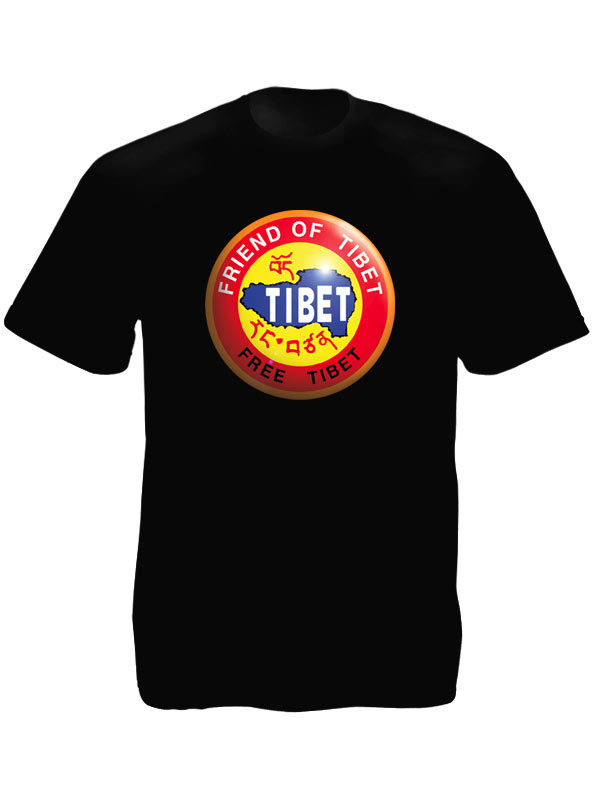 Free Tibet Friend of Tibet Black Tee-Shirt เสื้อยืดสีดำ Free Tibet Friend of Tib