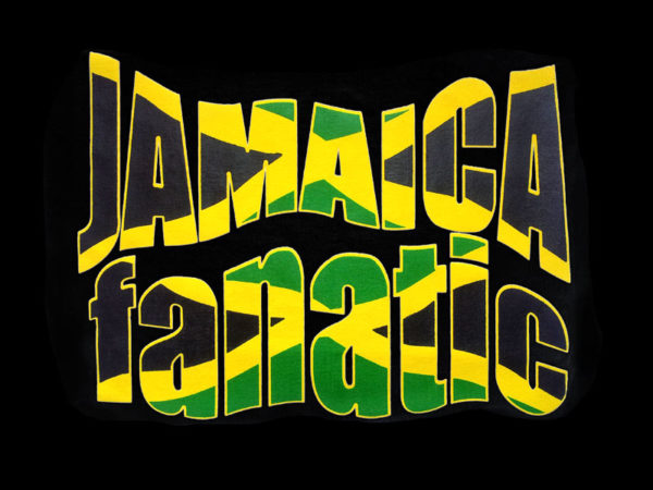 Jamaica Flag Colors Fanatic Black Tee-Shirt เสื้อยืดคอกลมสีดำสกรีนลายตัวอักษร Ja