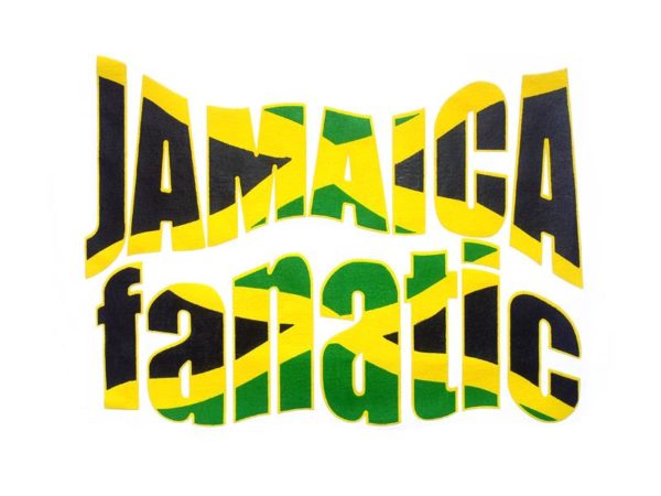 Jamaica Flag Colors Fanatic White Tee-Shirt เสื้อยืดสีขาวสกรีนลายตัวอักษร Jamaic