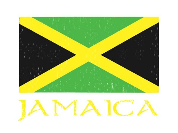 Jamaica Green Yellow Black Flag White Tee-Shirt เสื้อยืดสีขาว Jamaica Green Yell