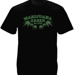 Marijuana Green House Black Tee-Shirt เสื้อยืดคอกลมสีดำลาย Marijuana Green House