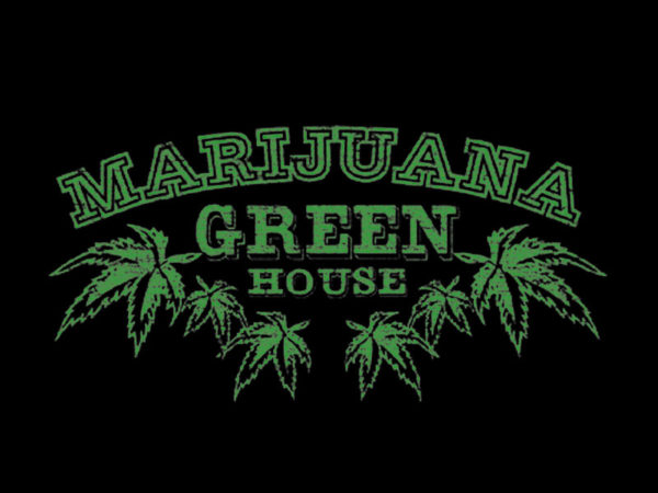 Marijuana Green House Black Tee-Shirt เสื้อยืดคอกลมสีดำลาย Marijuana Green House