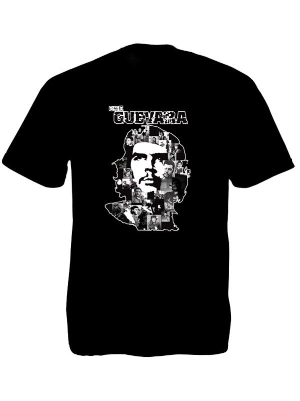 White Che Guevara Portrait Black Tee-Shirt เสื้อยืดคอกลมสีดำสกรีนลายรวม Rastaman