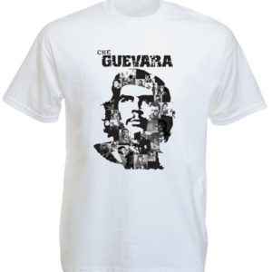 Black Che Guevara Portrait White Tee-Shirt เสื้อยืดสีขาวสกรีนลายรวม Rastaman สีข