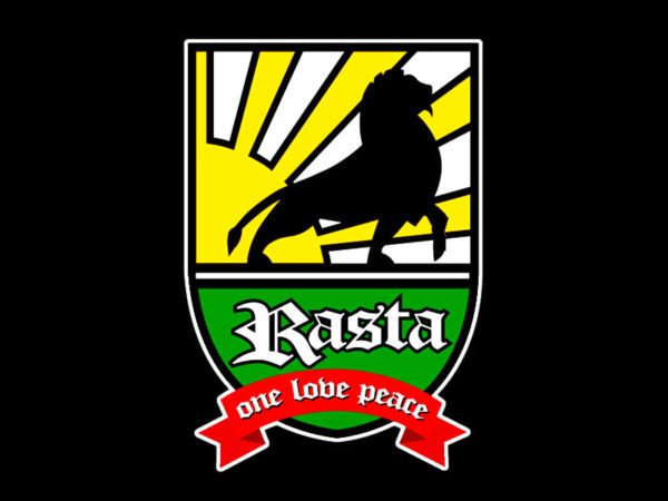 Lion of Judah Rasta Badge Black Tee-Shirt เสื้อยืดสีดำ Lion of Judah Rasta Badge