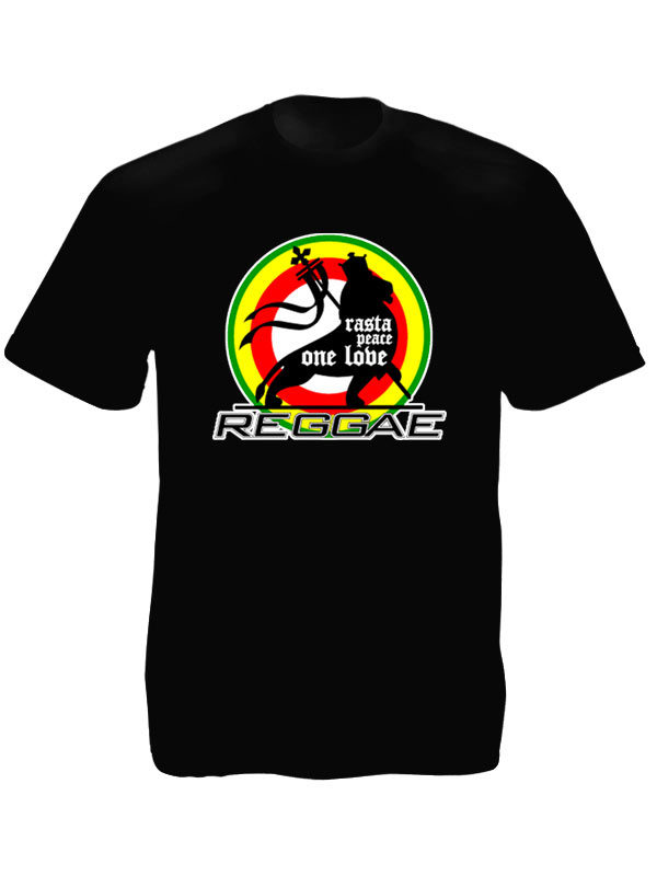 Rasta Peace One Love Reggae Black Tee-Shirt เสื้อยืดคอกลมสีดำสกรีนลายสิงโตนักรบ