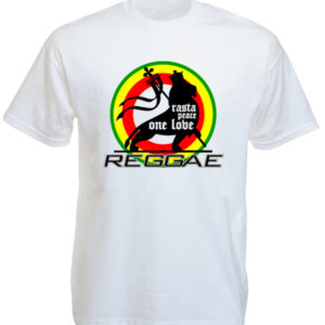 Rasta Peace One Love Reggae White Tee-Shirt เสื้อยืดคอกลมสีขาวสกรีนลายสิงโตนักรบ