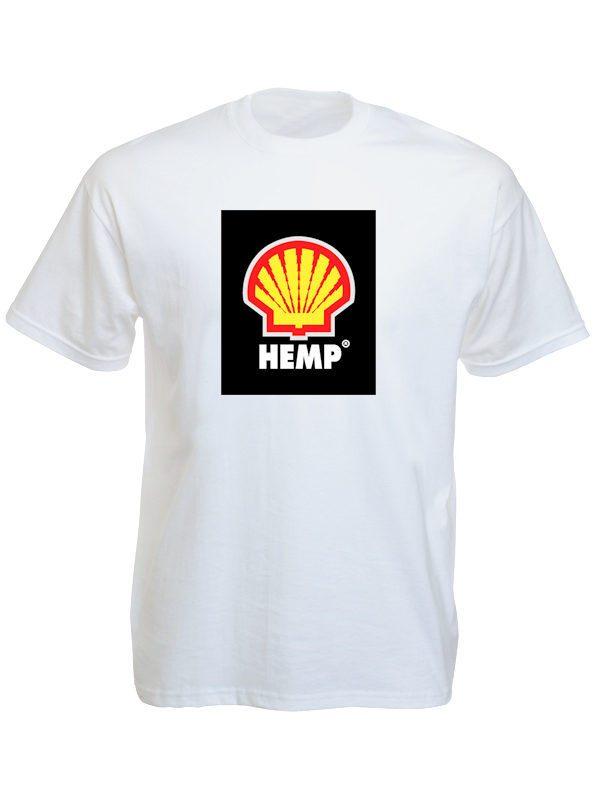 Hemp Shell Logo White Tee-Shirt เสื้อยืดคอกลมสีขาวสกรีนลายโลโก้เชลล์  สีสันสดใส