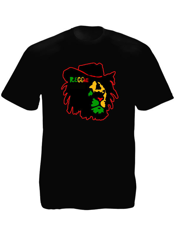 Reggae Colors Lion of Judah Face Black Tee-Shirt เสื้อยืดคอกลมสีดำสกรีนลายสิงโต