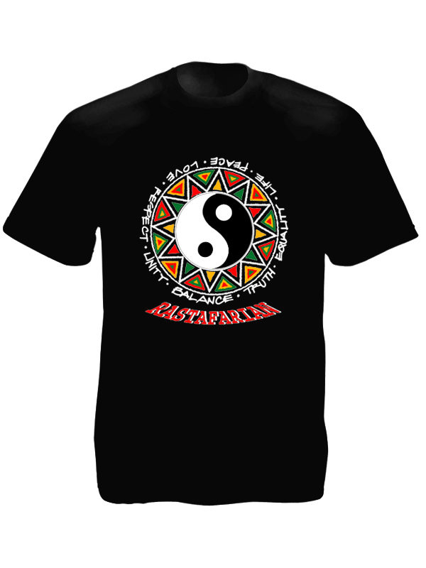 เสื้อยืดสีดำลายหยินหยาง Yin & Yang Rastafarian